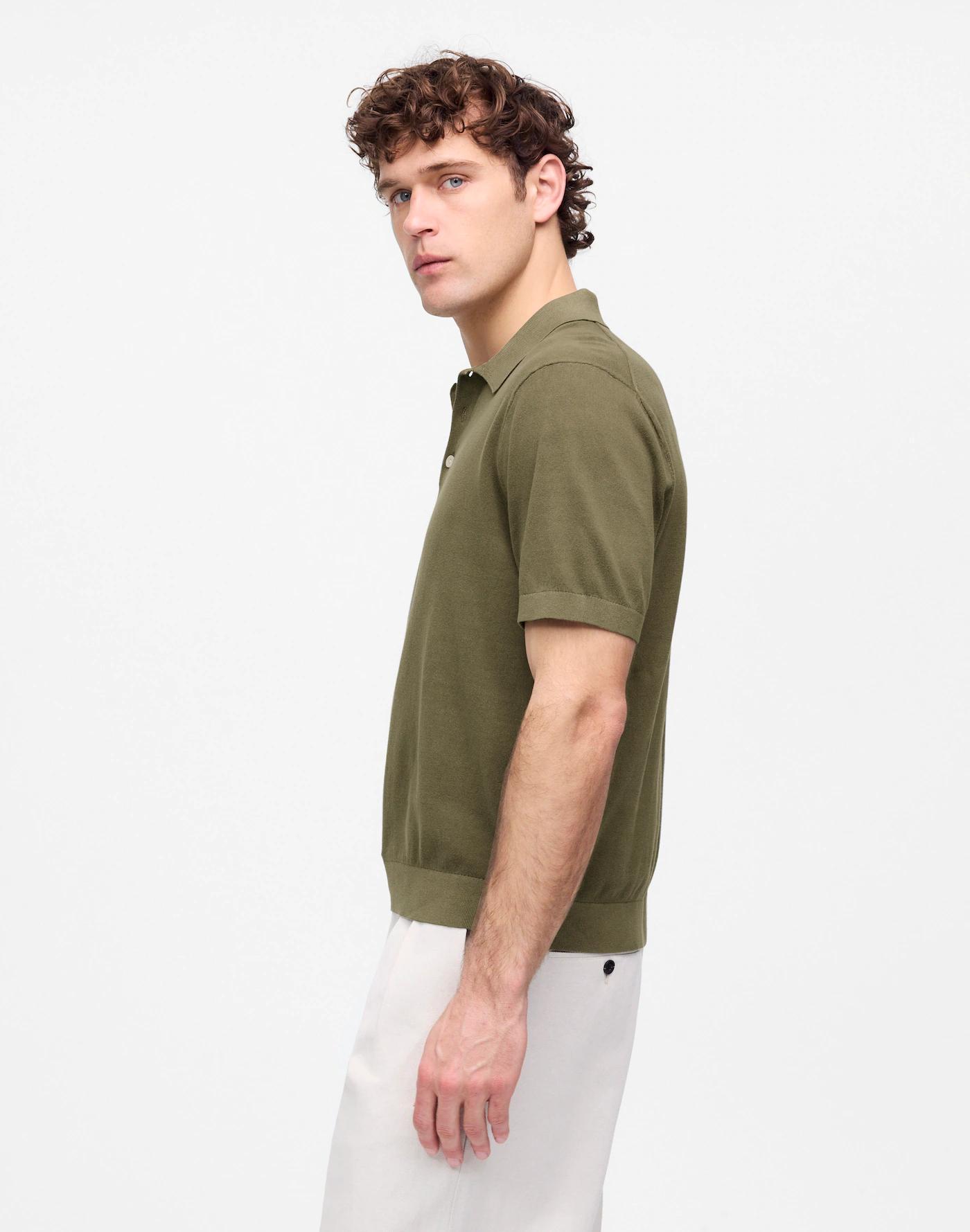 Three-Button Sweater Polo Shirt Product Image