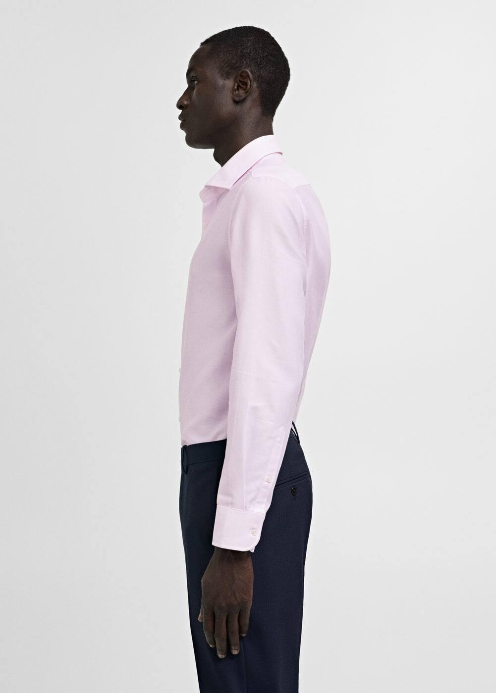 Slim-fit micro-stripe twill suit shirt - Men | MANGO USA Product Image