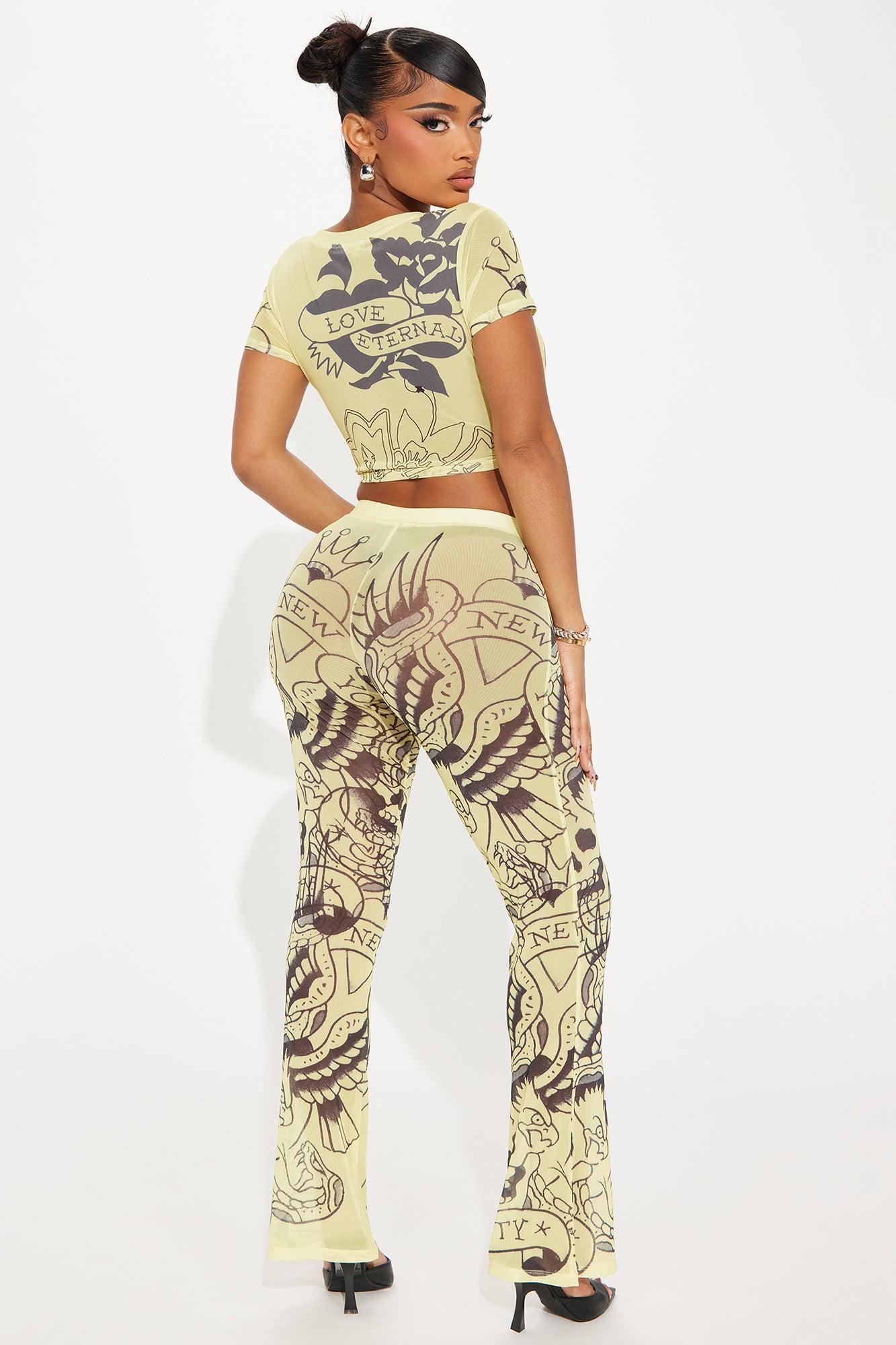 Ed Hardy Skulls Mesh Pant Set - Lime Product Image