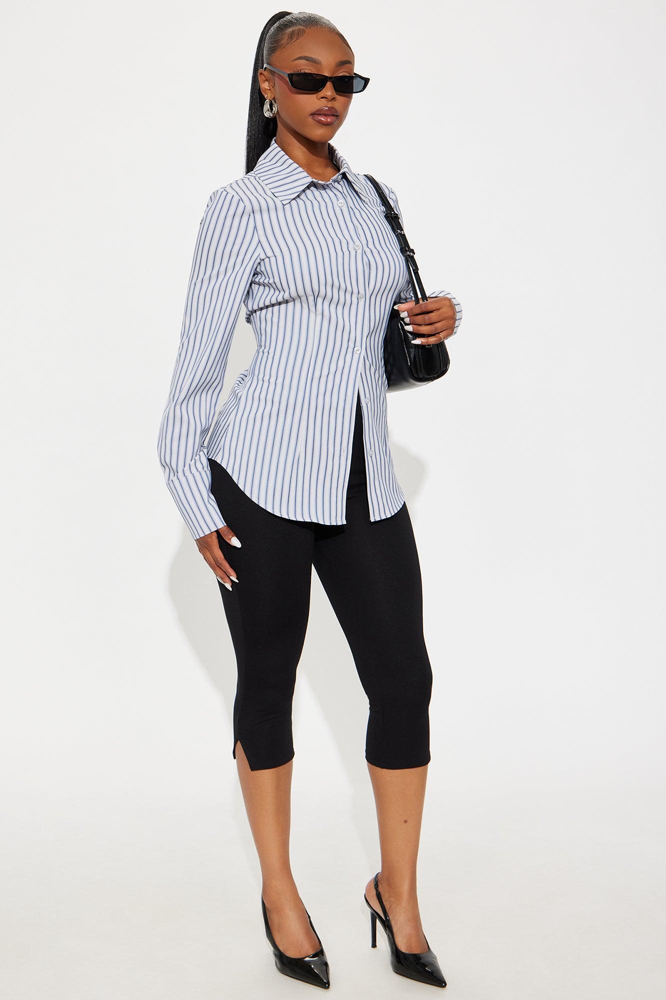 Mira Striped Poplin Shirt - Blue/combo Product Image