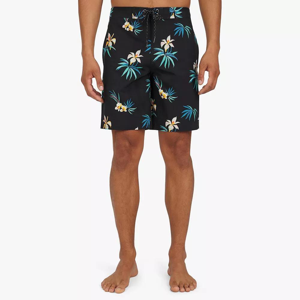 Men's Quiksilver 9.5" Floral Elastic Waist Boardshorts, Size: XXL, Black Product Image