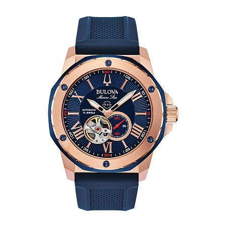 Bulova Mens Marine Star Automatic Gold Tone Stainless Steel Bracelet Watch - 97A174 Product Image