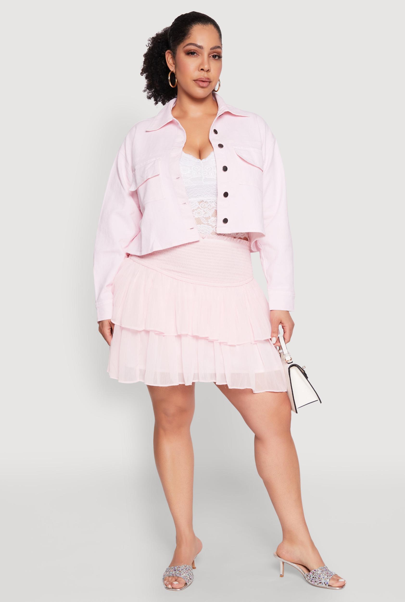 Womens Plus Size Spoon Jeans Chiffon Tiered Skirt Product Image