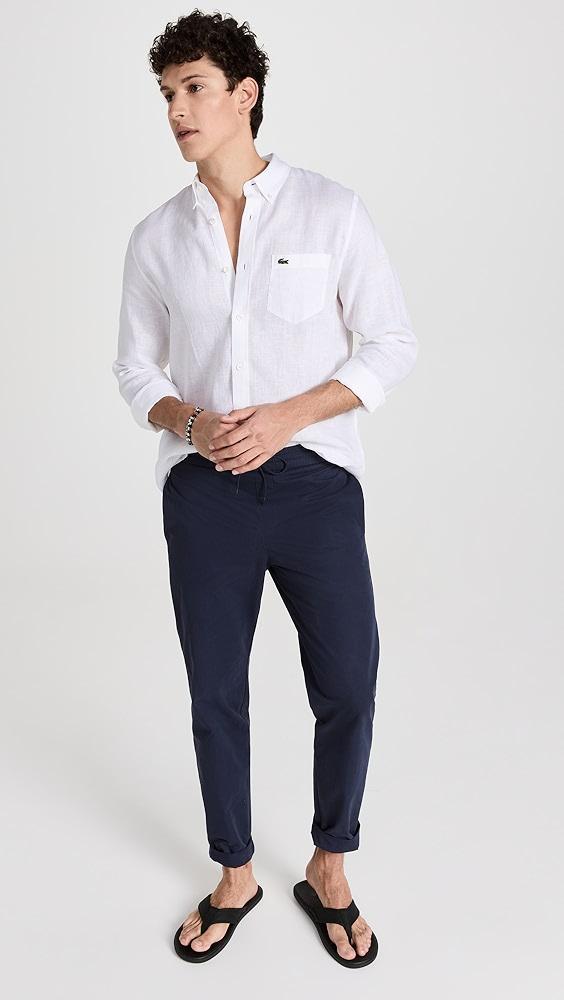 Lacoste Regular Fit Linen Casual Button Down Shirt | Shopbop Product Image
