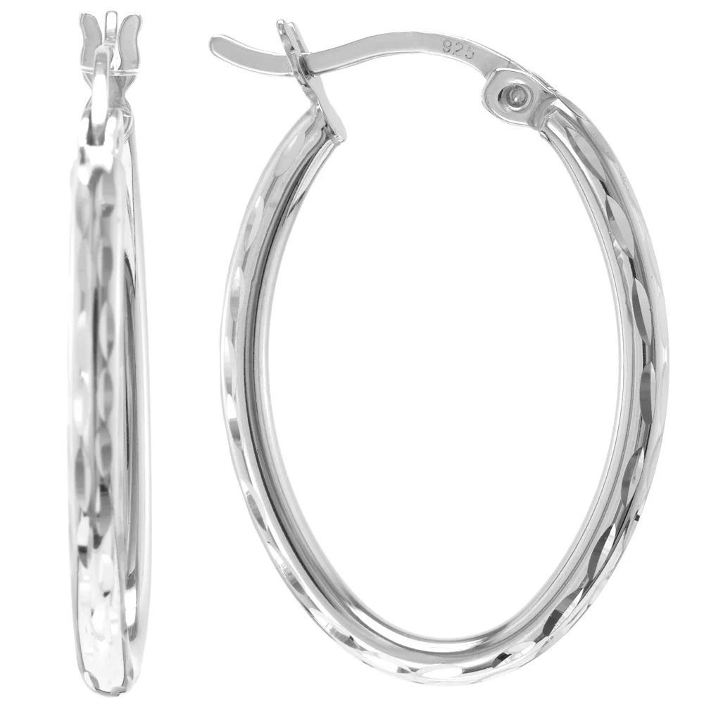 Judy Crowell Sterling Silver Oval Hoop Earrings, Women's Product Image