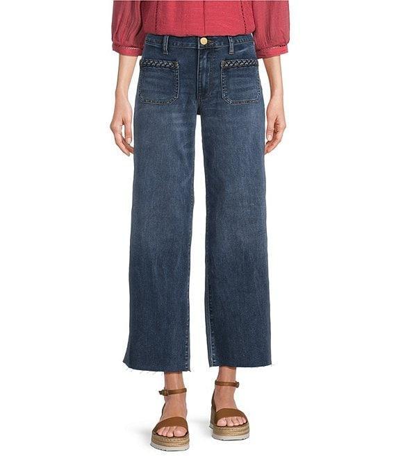 KUT from the Kloth Meg Braided Patch Pocket High Rise Wide Leg Ankle Jeans Product Image