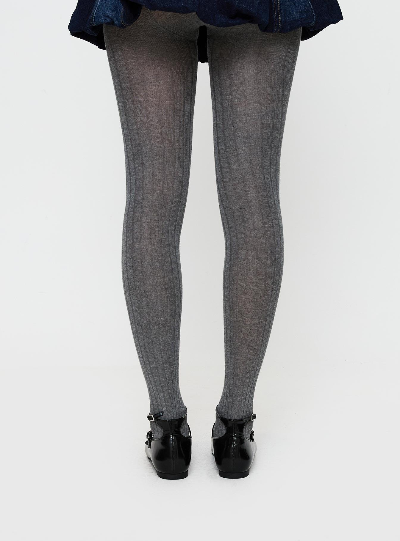 Flashback Ribbed Stockings Grey Product Image
