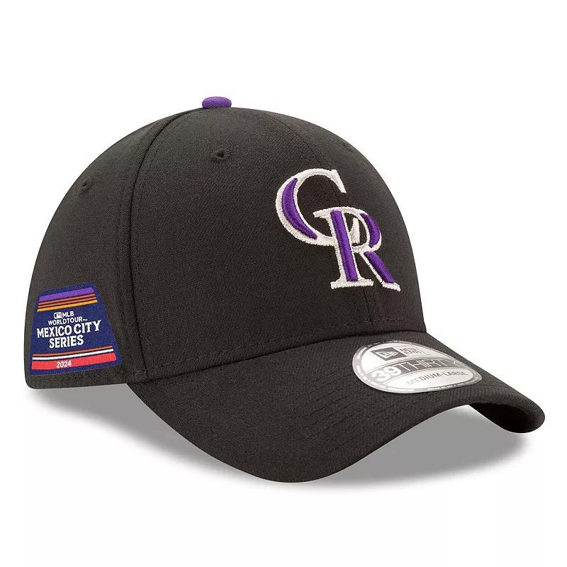 Men's New Era Black Colorado Rockies 2024 MLB World Tour Mexico City Series 39THIRTY Flex Hat, Size: Small/Medium Product Image