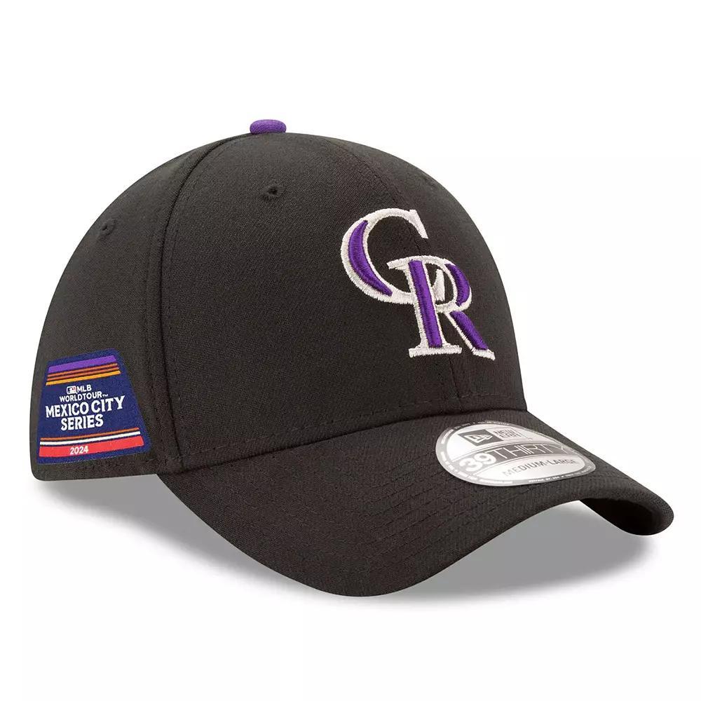 Men's New Era Black Colorado Rockies 2024 MLB World Tour Mexico City Series 39THIRTY Flex Hat, Size: Small/Medium Product Image
