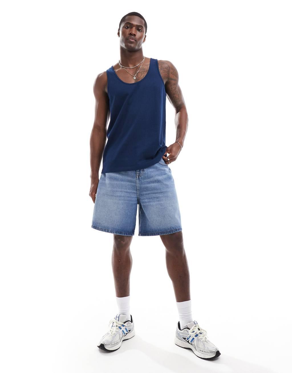 ASOS DESIGN heavyweight tank top in navy Product Image