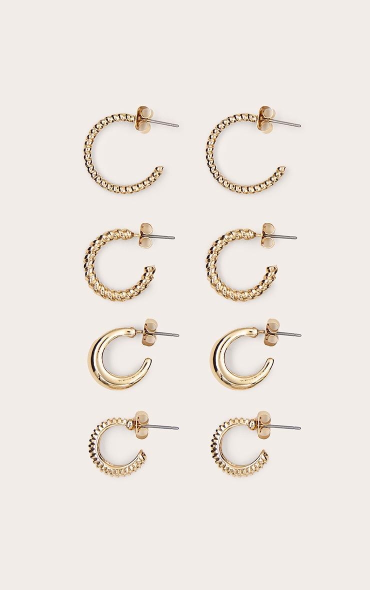 Gold Mixed Detail Hoop Multipack Earrings Product Image
