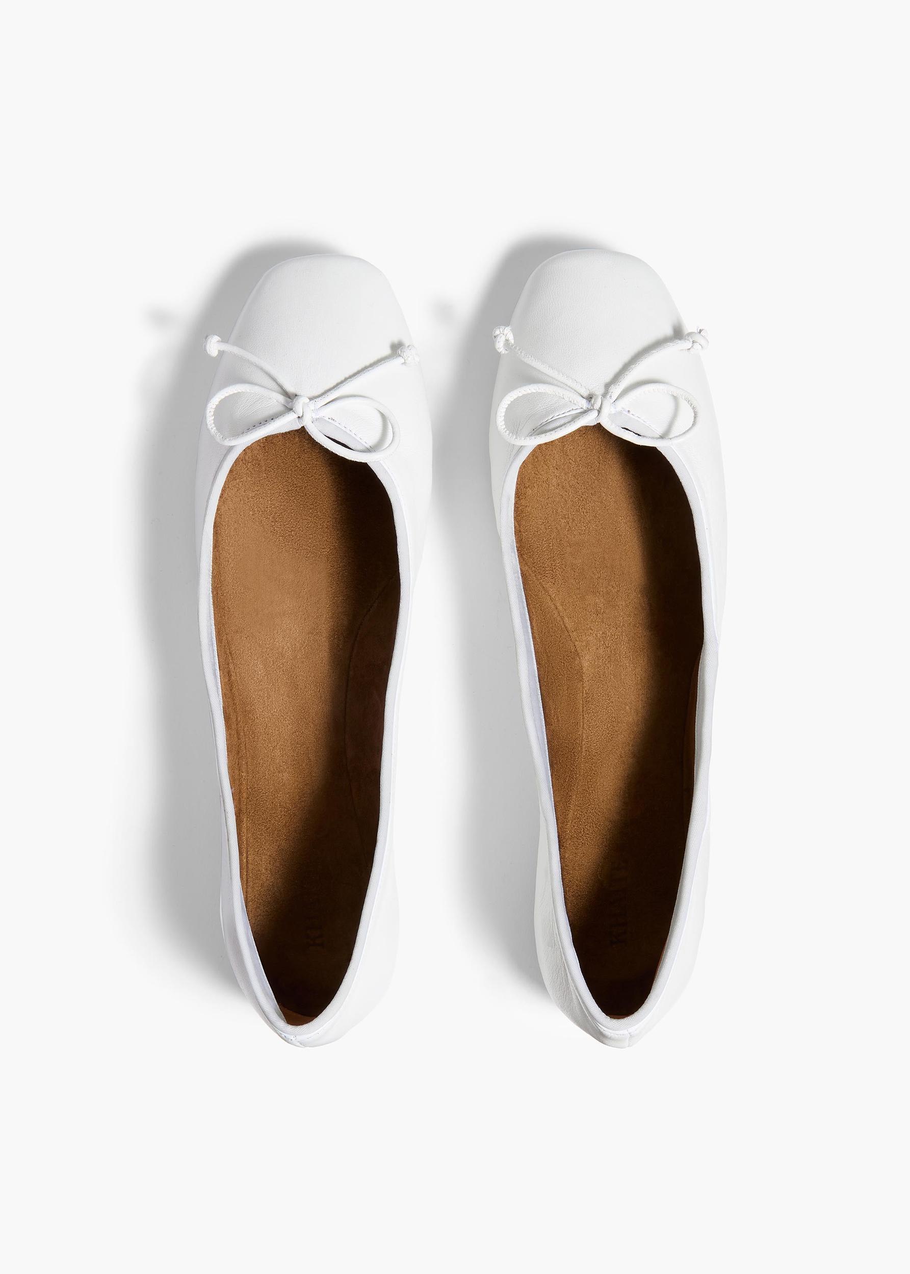 Charlotte Ballerina Flat in Optic White Leather Product Image