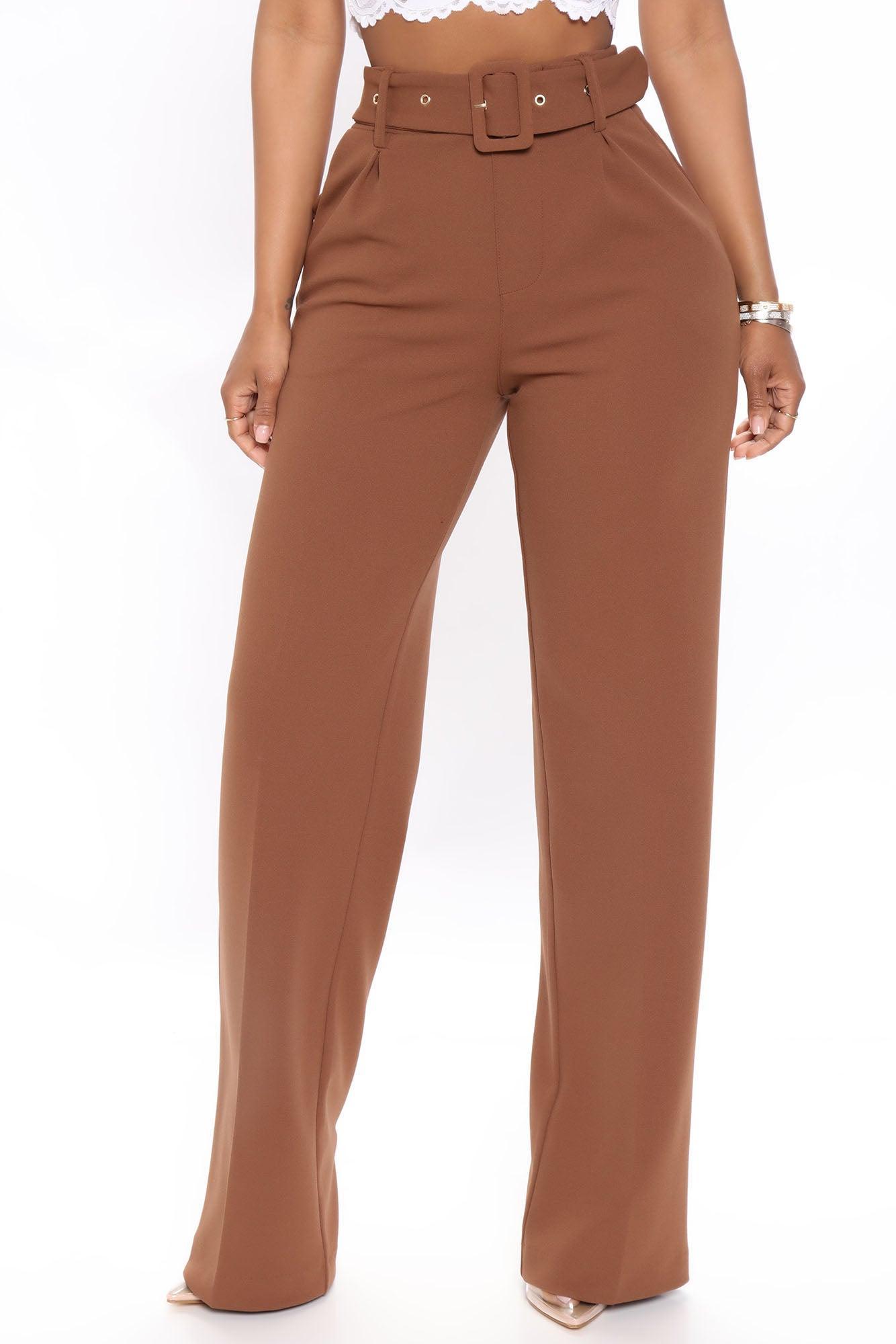 Celine Belted Wide Leg Pant - Brown Product Image