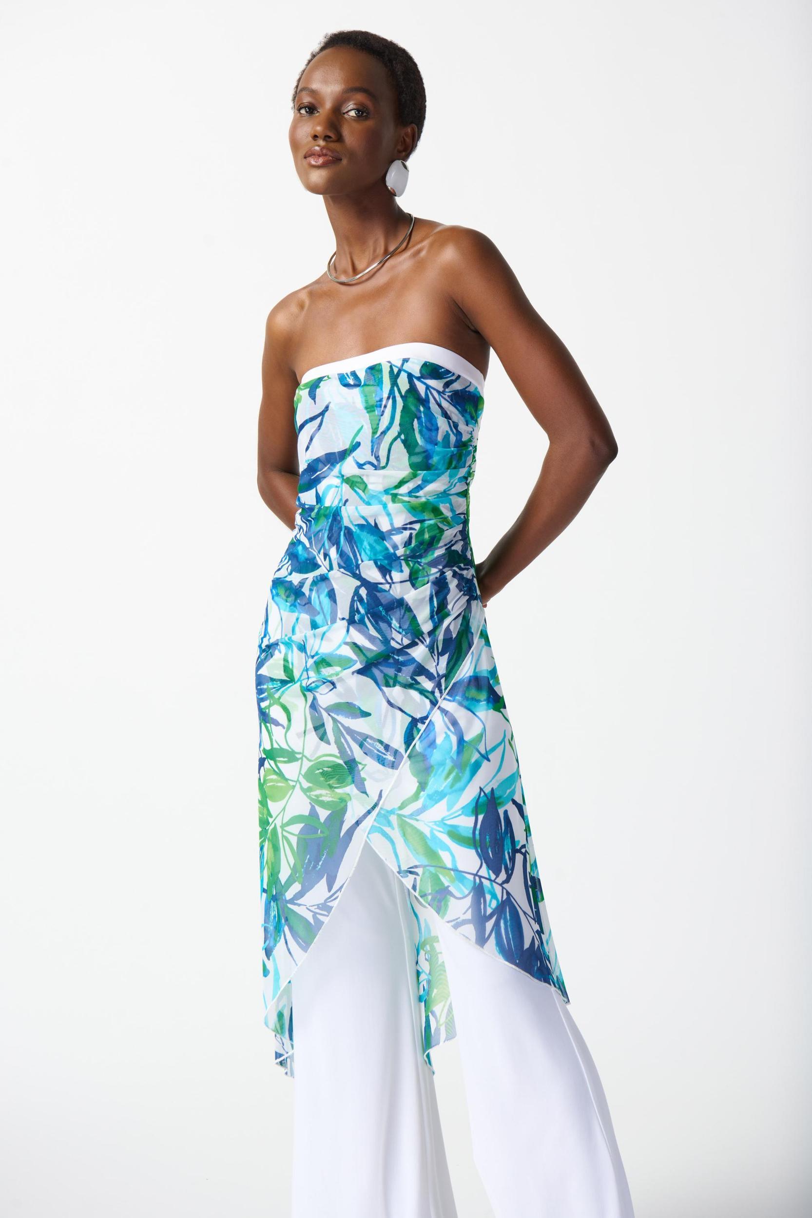 Mesh And Silky Knit Tropical Print Jumpsuit Product Image