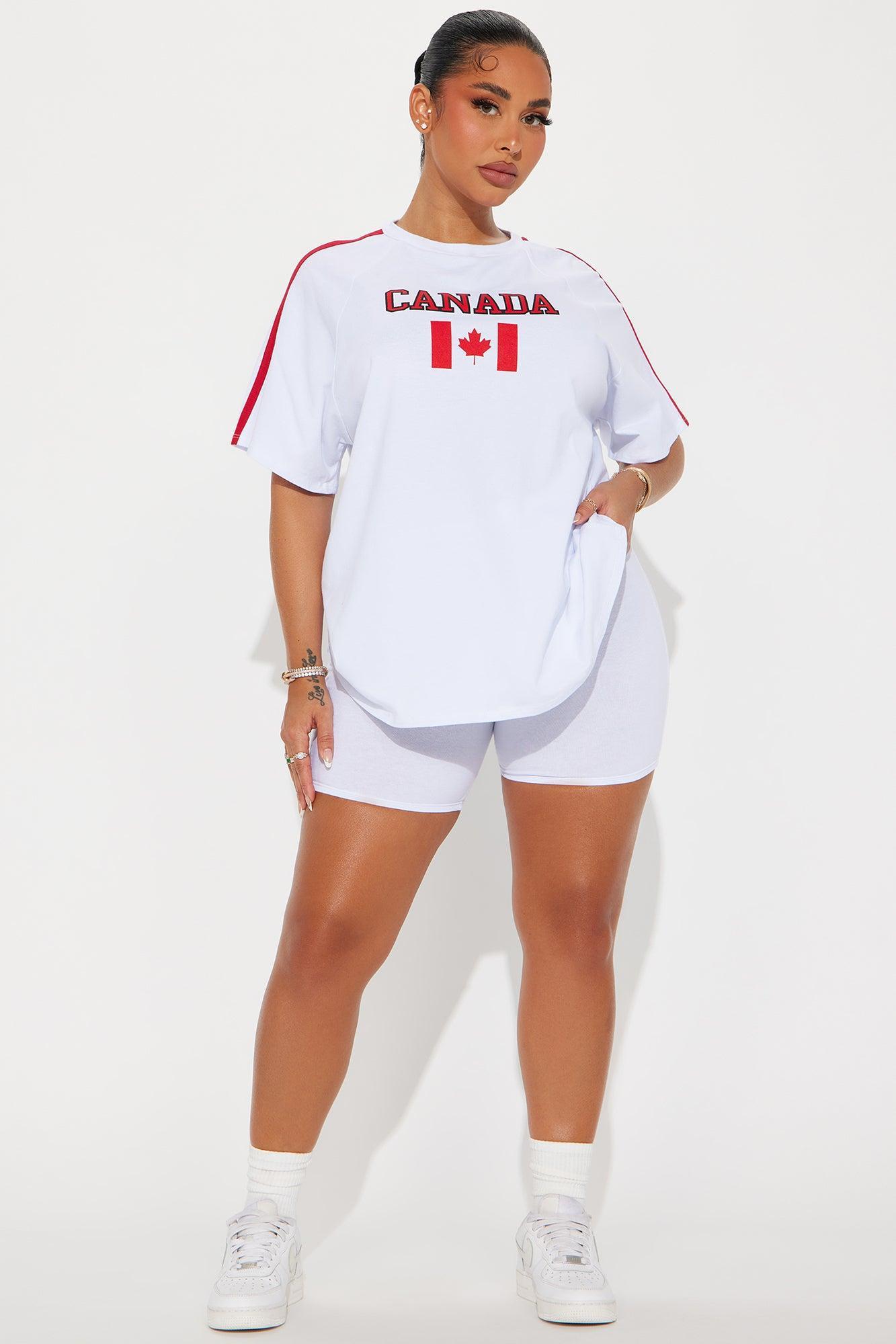 Canada Babe Biker Short Set - White Product Image