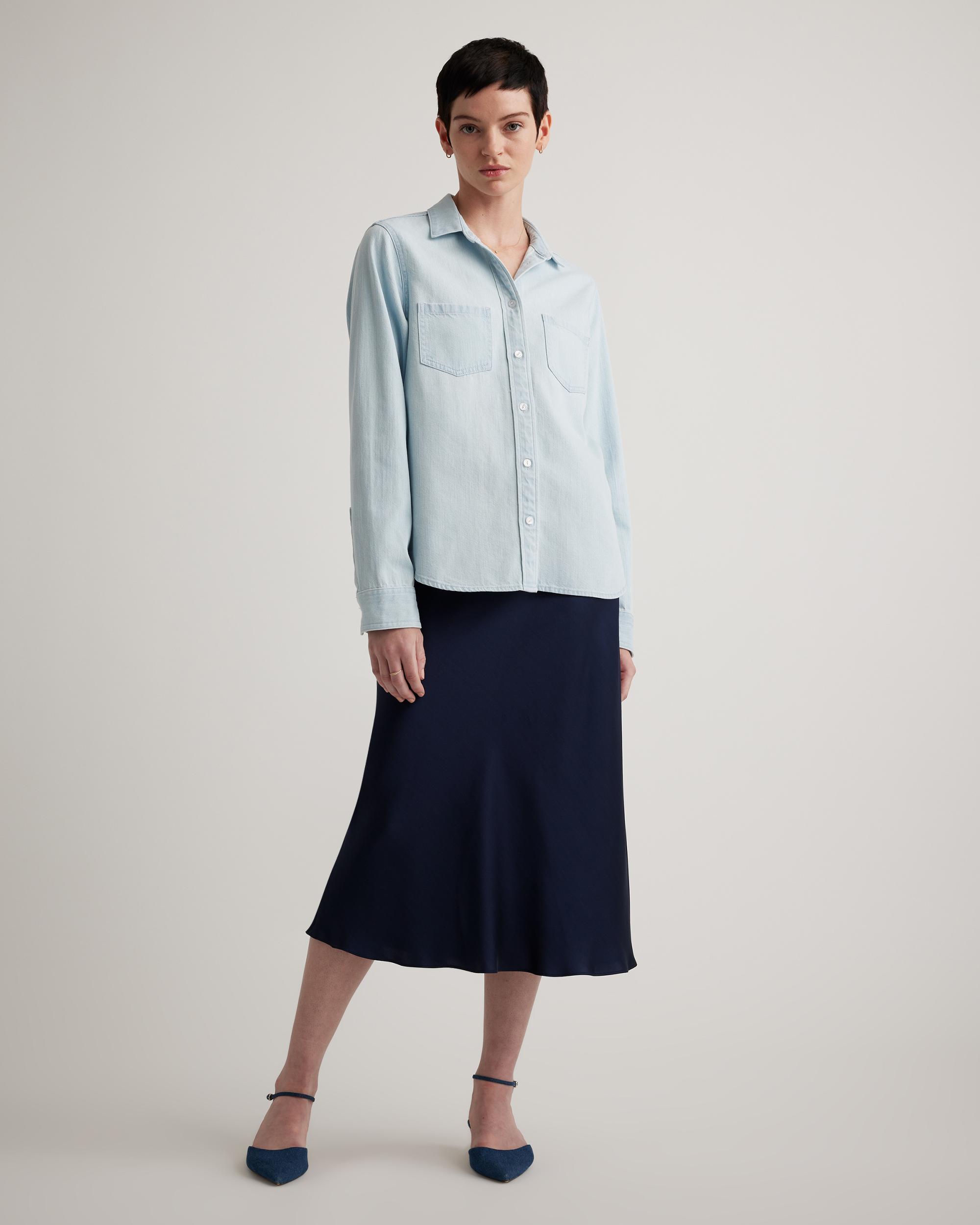 Quince | Women's Distressed Denim Shirt Cotton Product Image