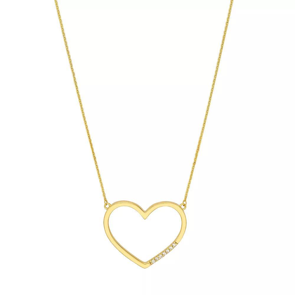 14k Gold Diamond Accent Open Heart Adjustable Necklace, Women's, Size: 18" Product Image