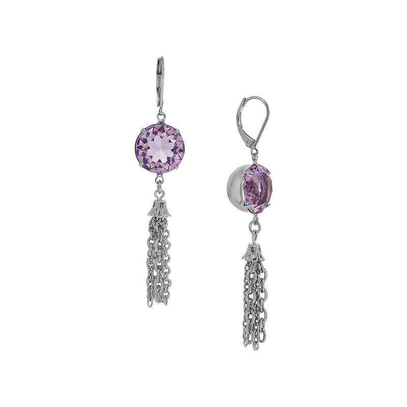 1928 Crystal Tassel Drop Earrings, Womens, Pink Product Image