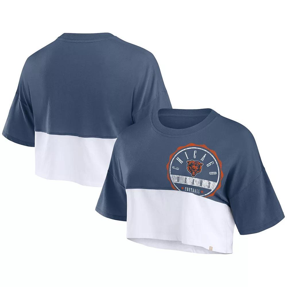 Women's Fanatics Branded Black/White Cincinnati Bengals Boxy Color Split Cropped T-Shirt, Size: Large Product Image