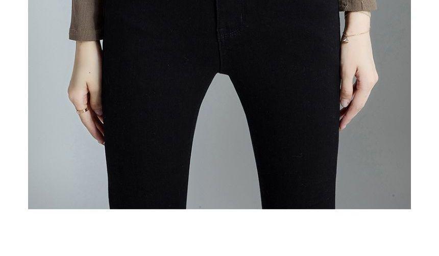 High Waist Washed Skinny Jeans Product Image