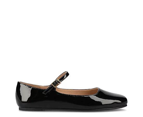 Journee Carrie Women's Mary Jane Flats, Size: 6.5, Black Patent Product Image