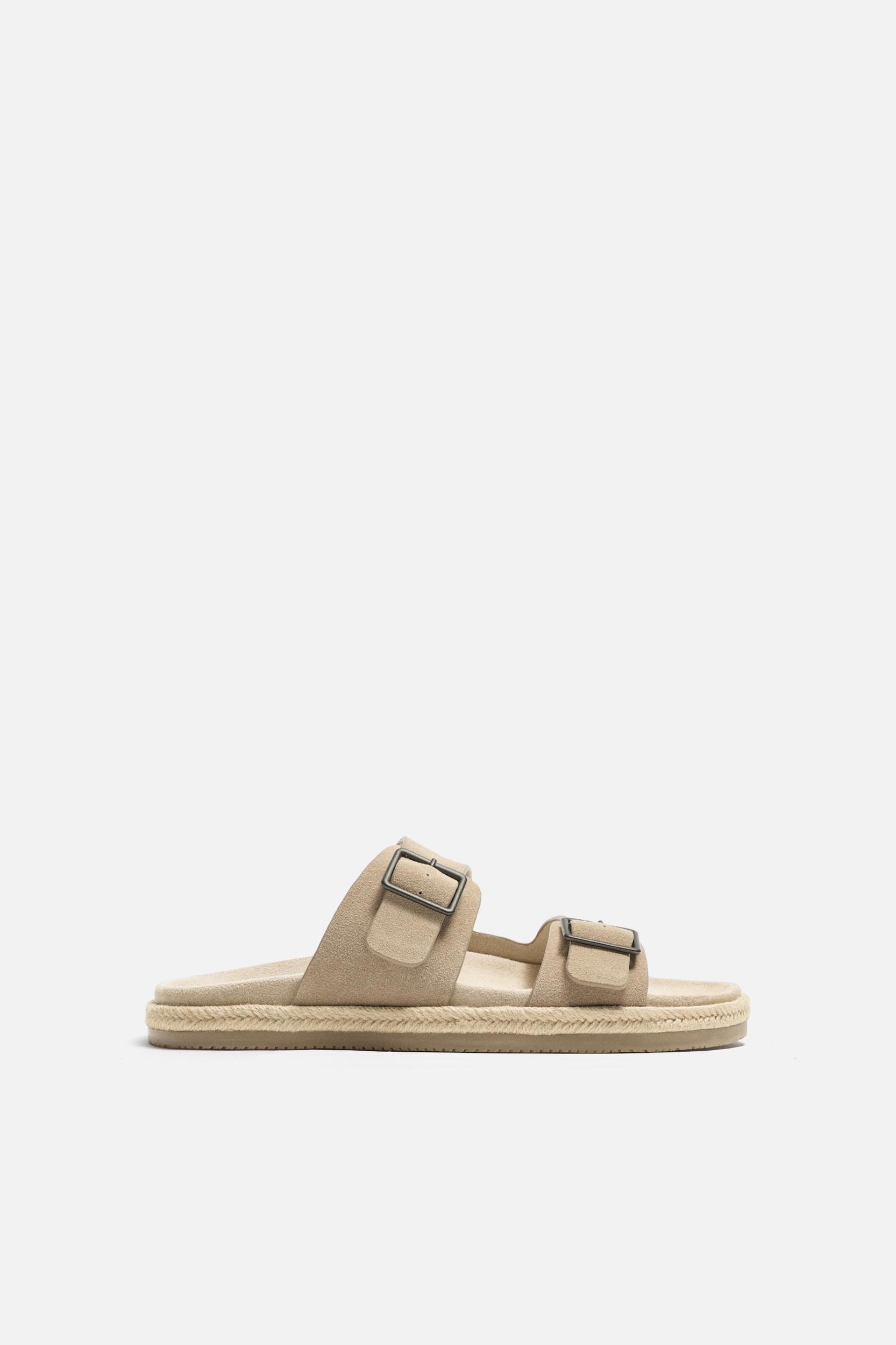 DOUBLE STRAP LEATHER SANDALS Product Image
