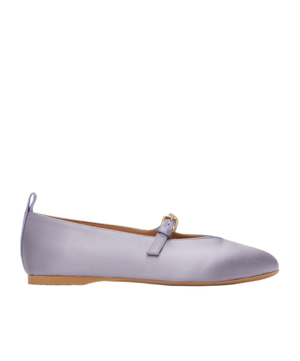 JW ANDERSON Pin-button Belted Ballet Shoes In Gray Product Image