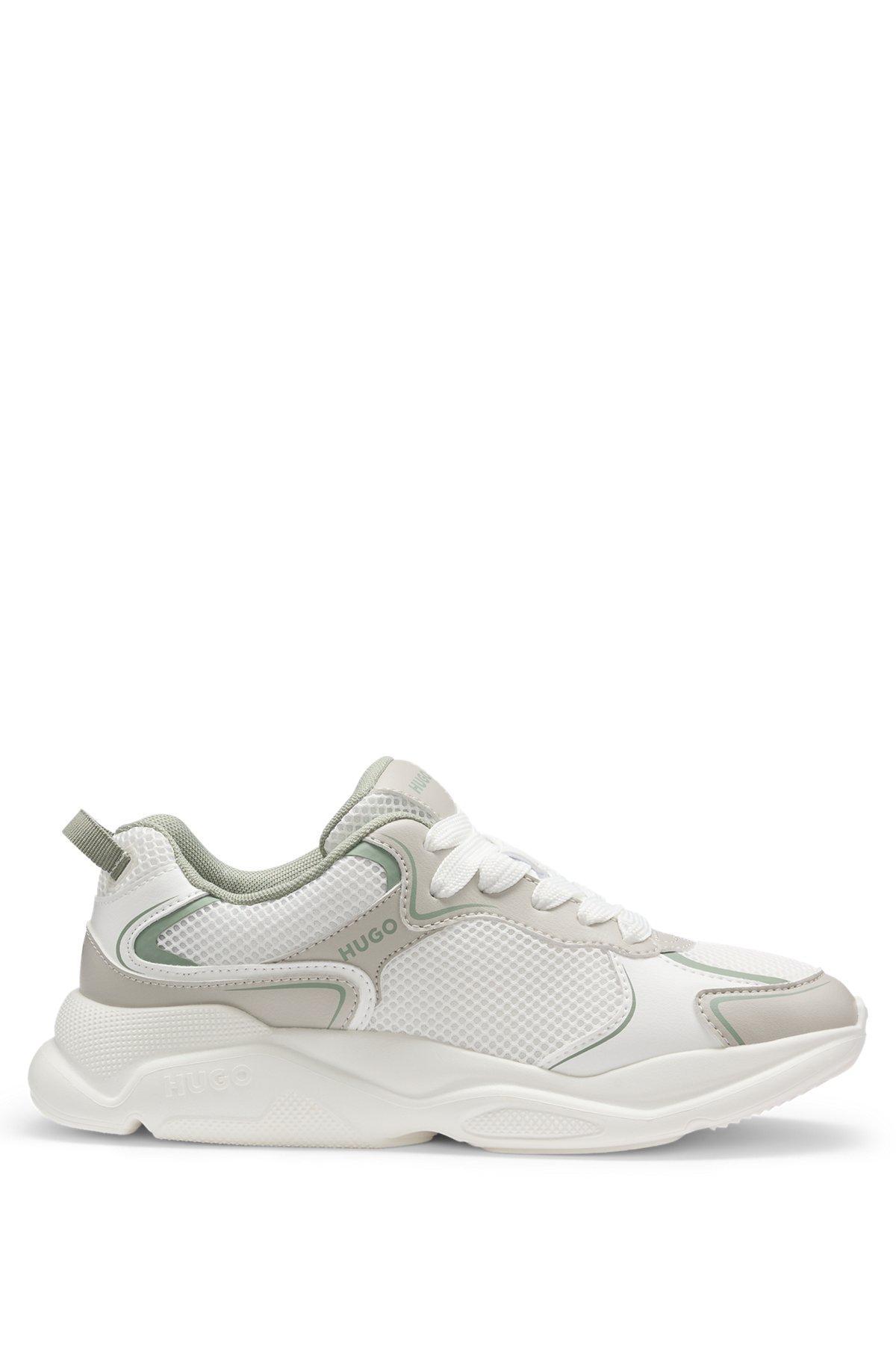 HUGO - Mesh-detail trainers with rear pull loop - White Product Image