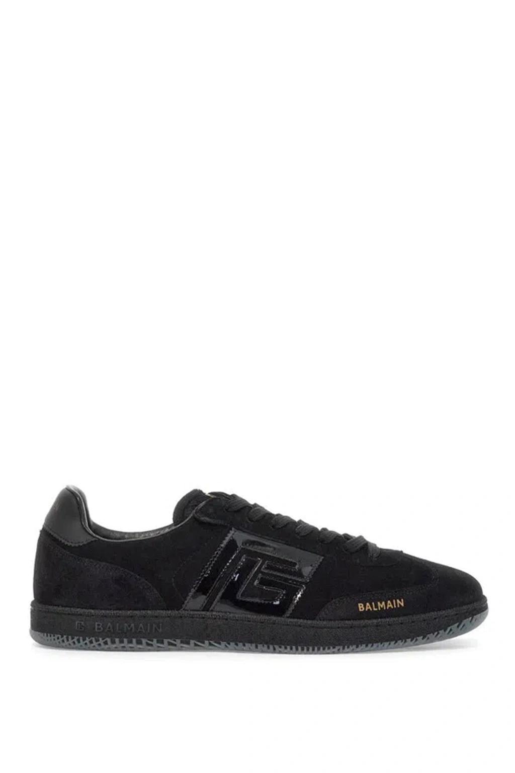 BALMAIN Suede Swan Sneakers In Black Product Image