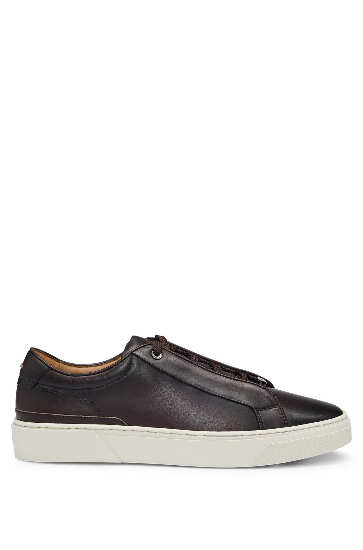 Gary burnished-leather trainers with hidden laces Product Image