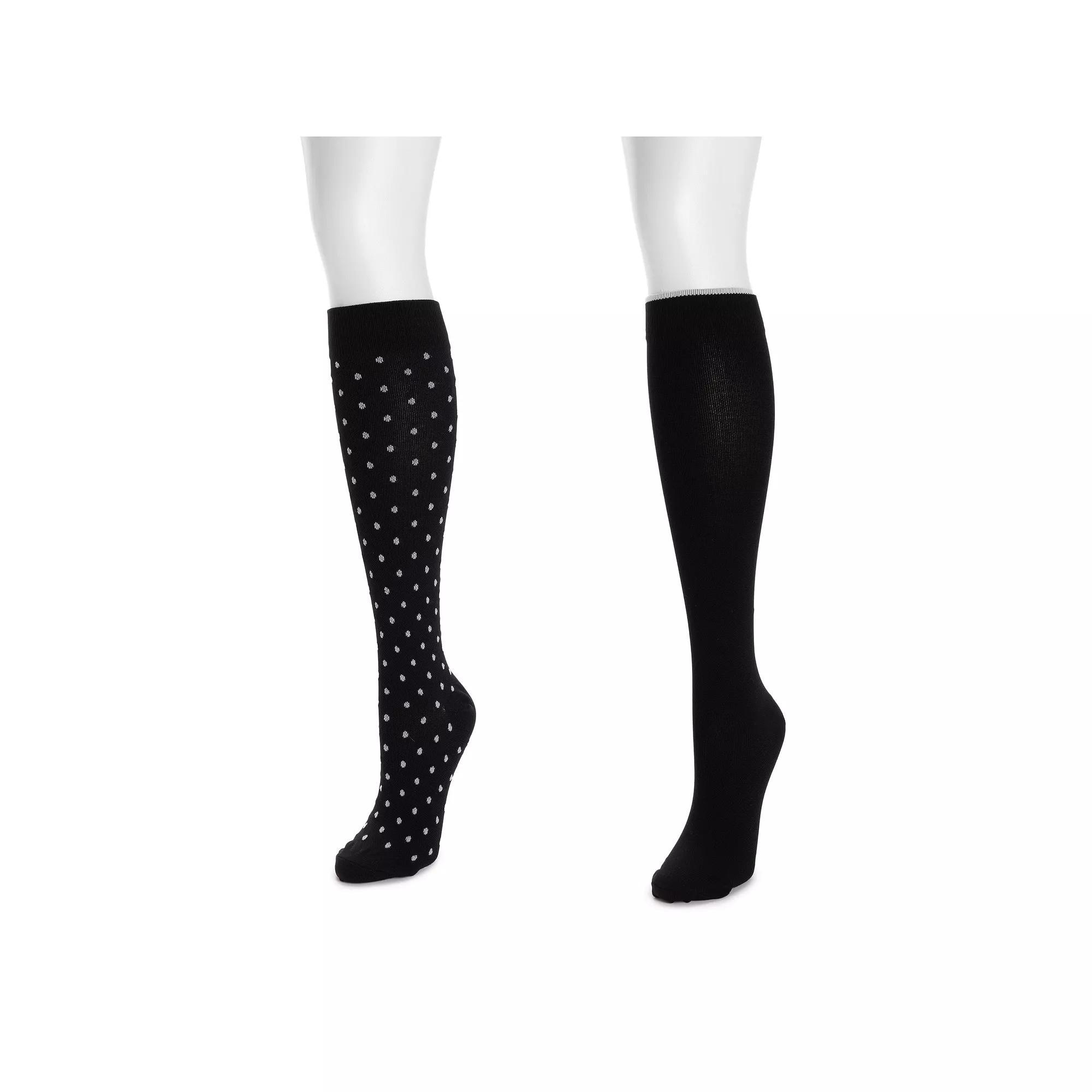 Womens MUK LUKS Nylon Compression Socks 2-Pack, Red Product Image