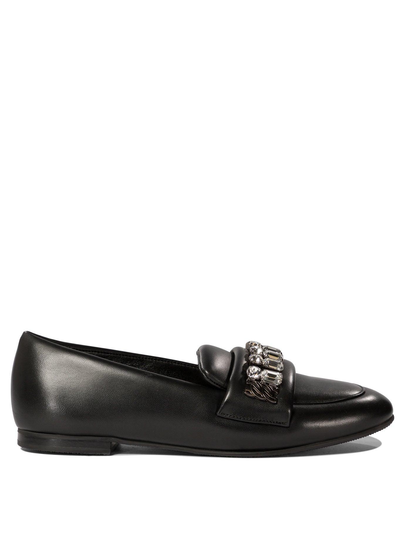 CASADEI Loafers With Crystal Details Loafers & Slippers Black Product Image
