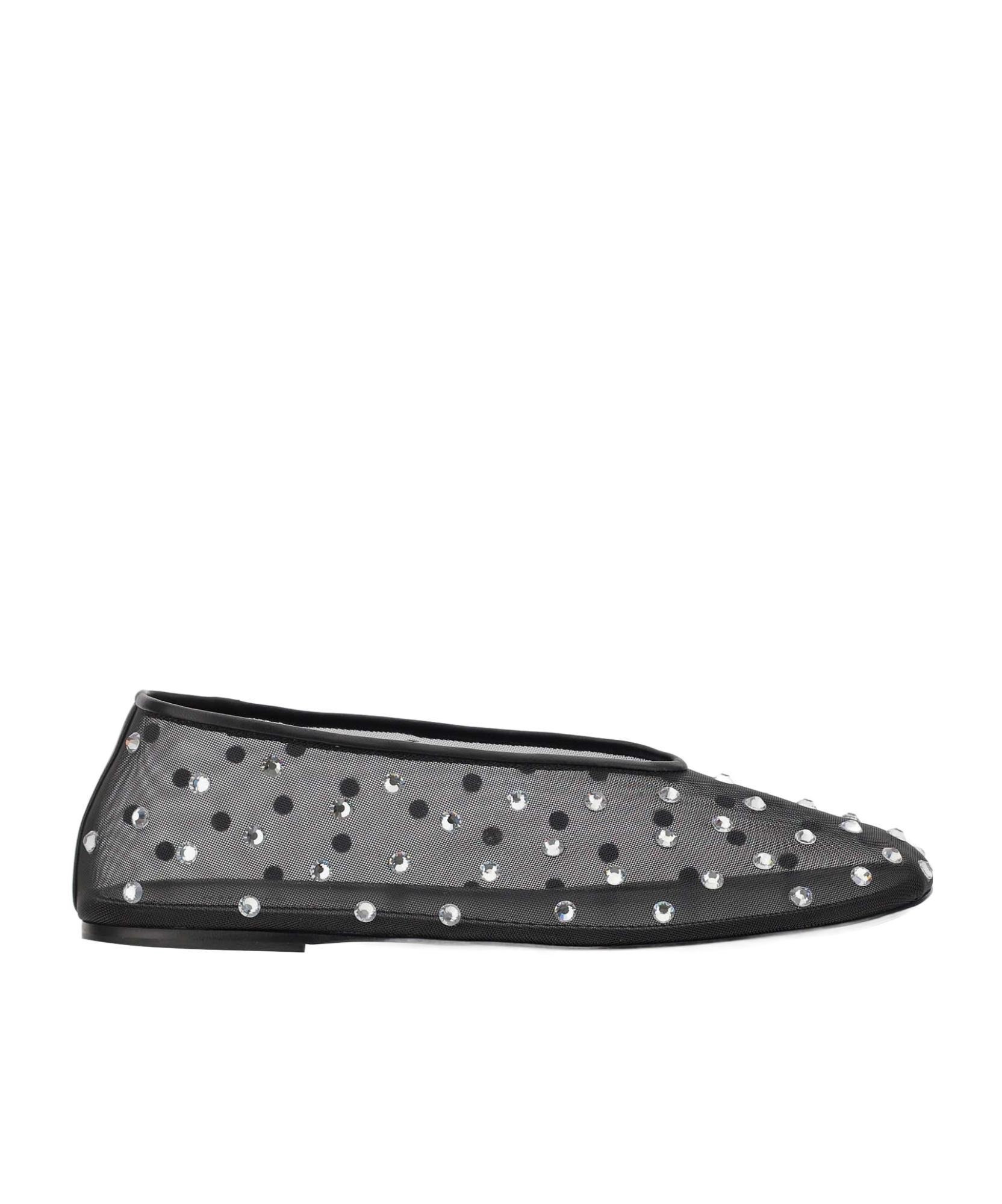 KHAITE Marcy Crystal-embellished Mesh Flats In Black Product Image