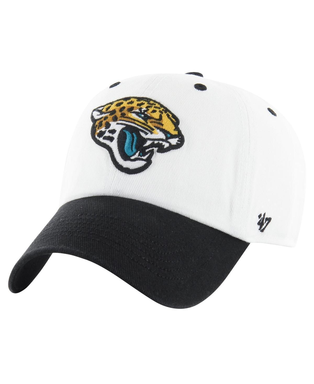 Men's '47 White/Black Jacksonville Jaguars Double Header Diamond Clean Up Adjustable Hat Product Image