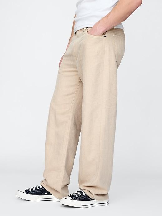 Linen-Cotton '90s Loose Herringbone Pants Product Image