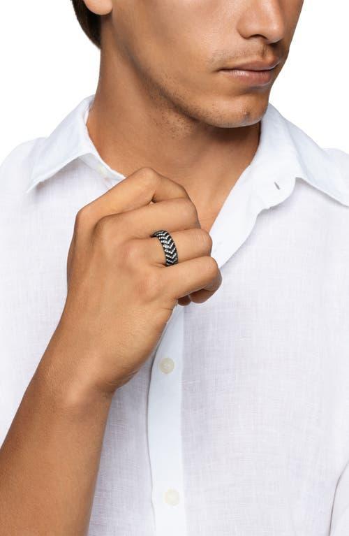 Mens Chevron Band Ring in Black Titanium Product Image