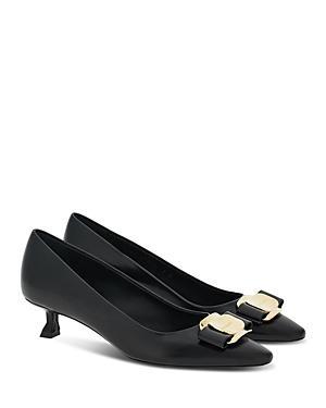 Ferragamo Womens Zelma Leather Kitten Heel Pumps Product Image