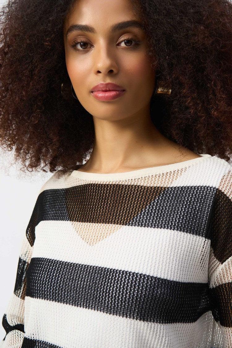Striped Sweater Knit Pullover Product Image
