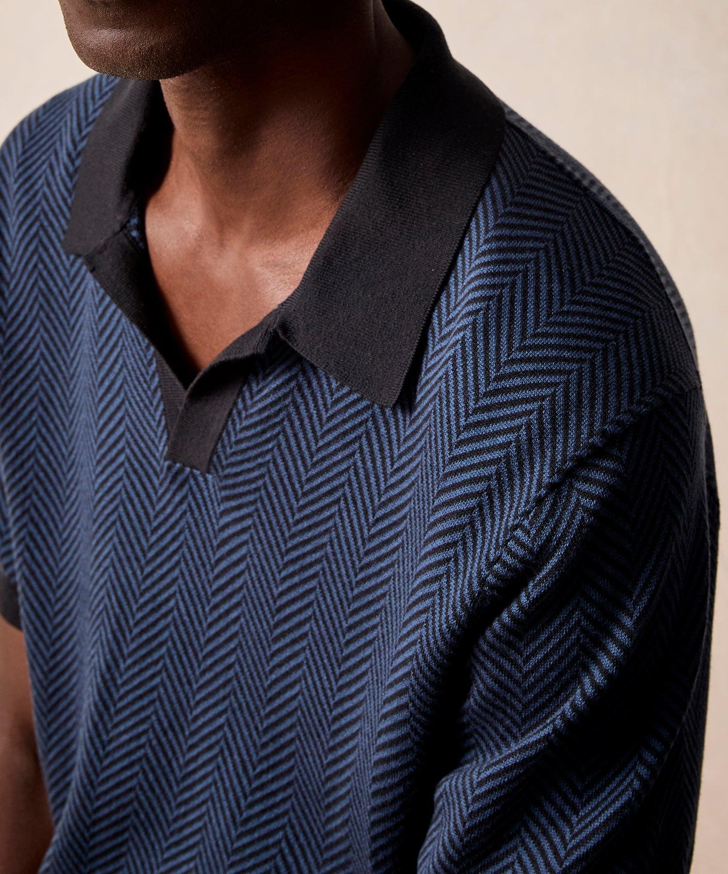 Herringbone Silk-Cotton Montauk Sweater Polo Product Image