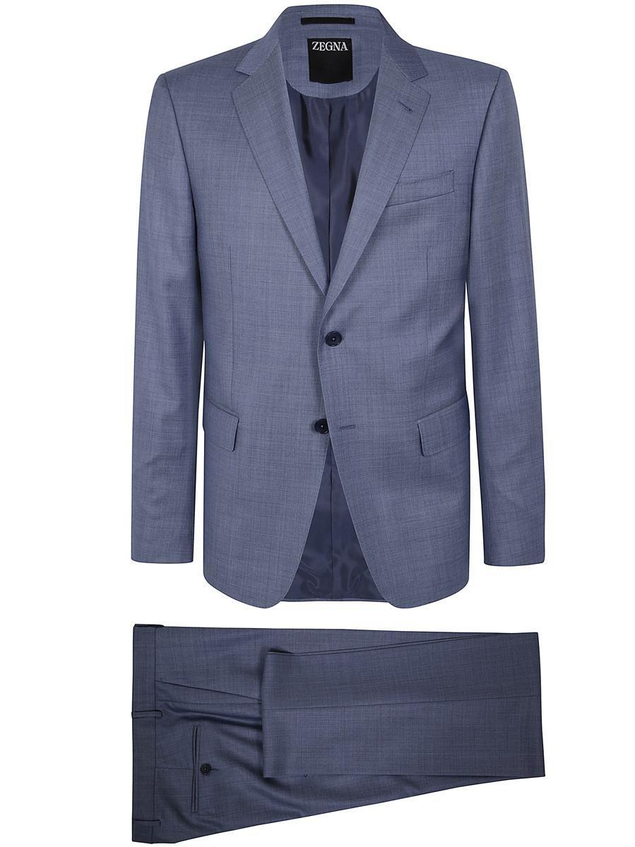 ZEGNA Pure Wool Suit In Blue Product Image