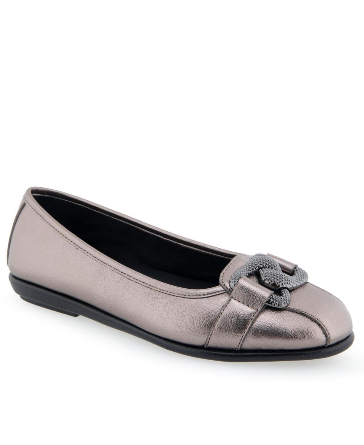 Aerosoles Bijoux Womens Leather Ballet Flats Grey Pu Leather Product Image