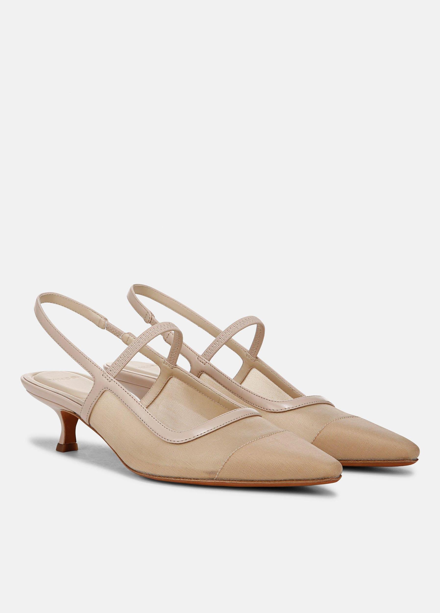 Venice Leather and Mesh Slingback Kitten Heel Product Image