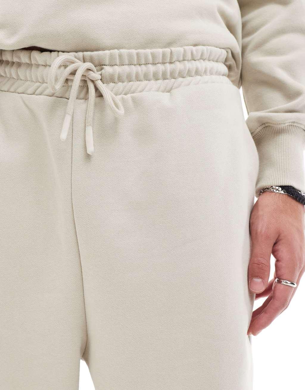ASOS DESIGN premium heavyweight oversized sweatpants 400gsm in beige Product Image