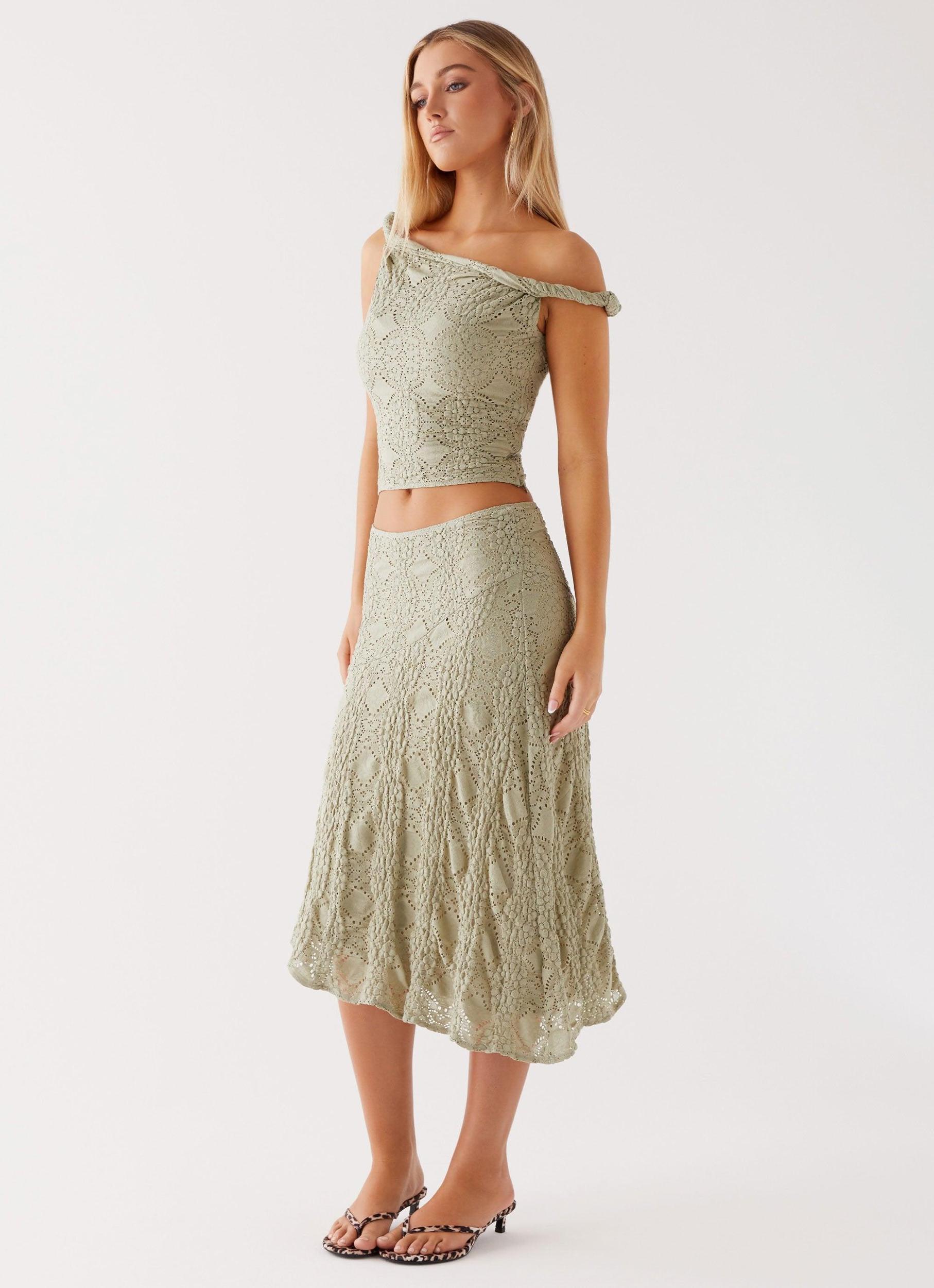 Diamond Sky Midi Skirt - Sage Product Image