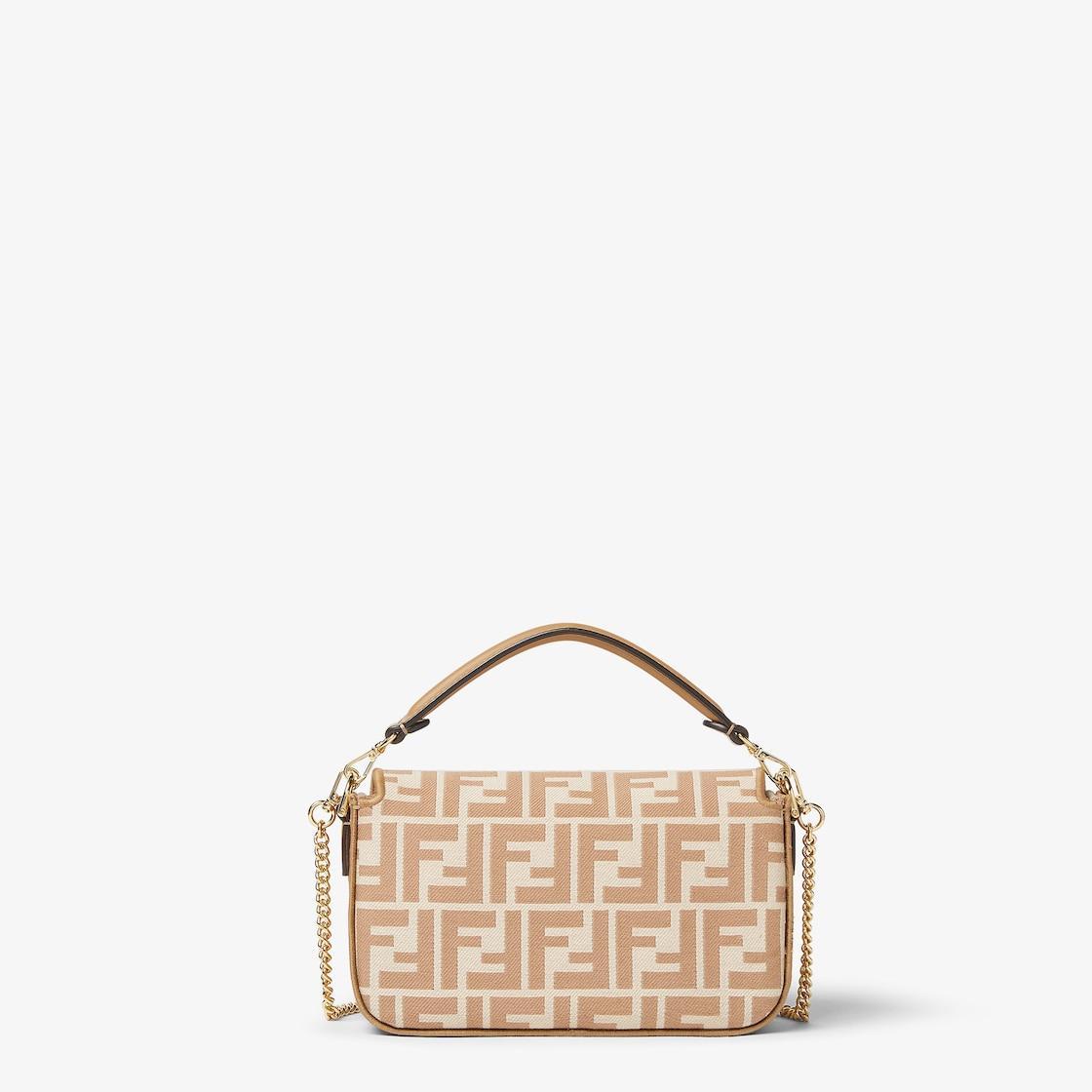 Baguette MiniCappuccino FF jacquard fabric bag Product Image