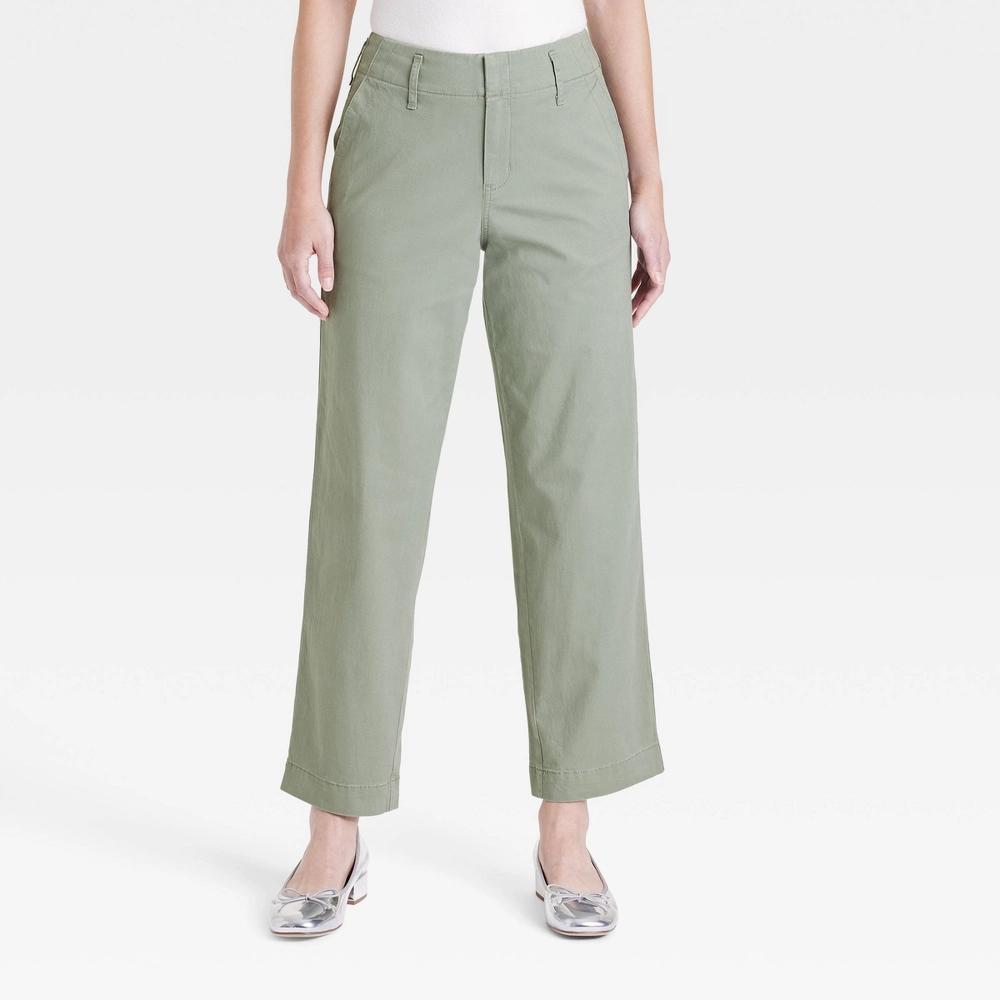 Womens High-Rise Straight Ankle Chino Pants - A New Day Olive 2 Product Image