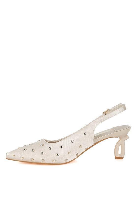 Dasavla Heart-Shaped Rhinestone Studded Slingbacks Product Image