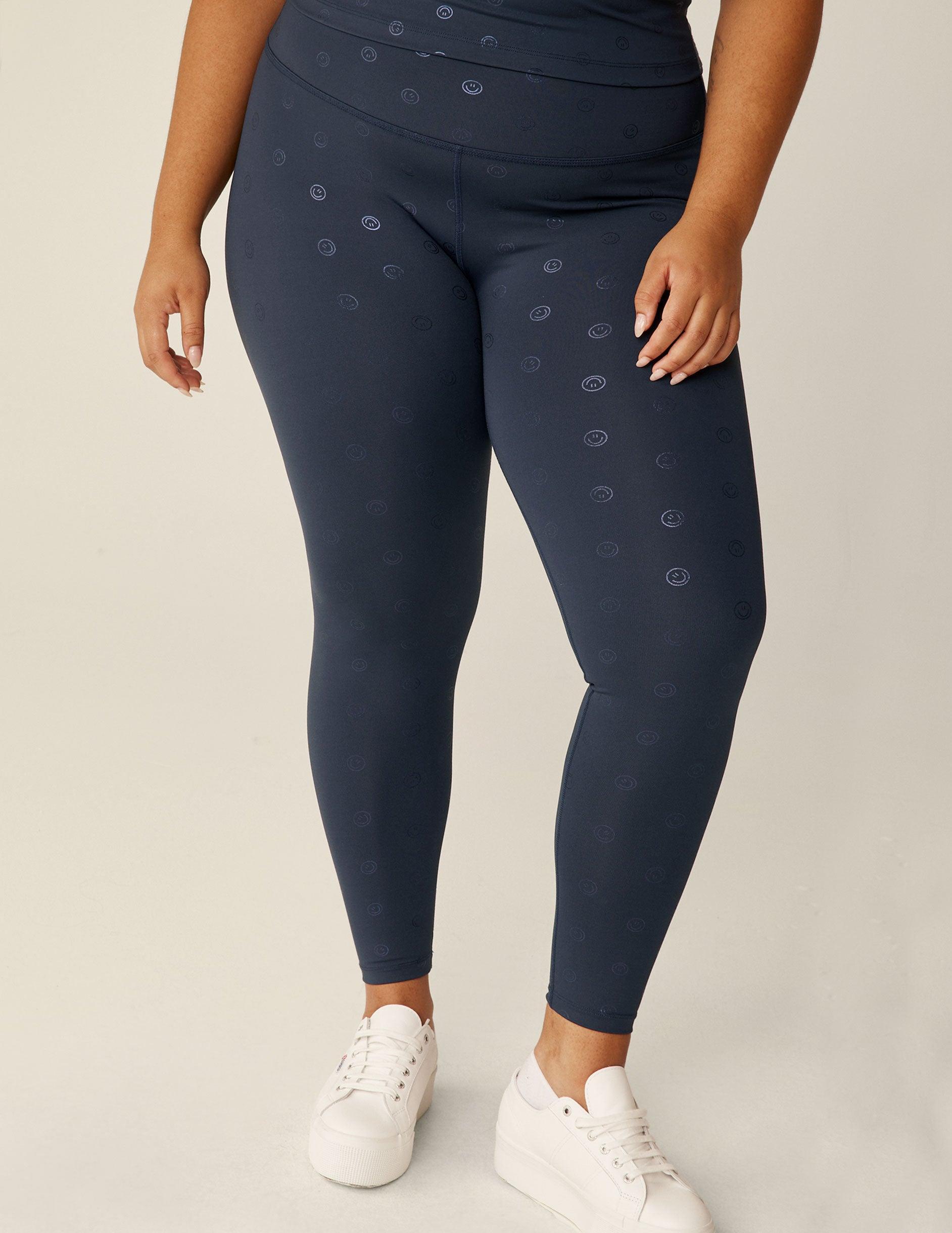 Navy Happy Face PowerShine High Waisted Midi Legging Product Image