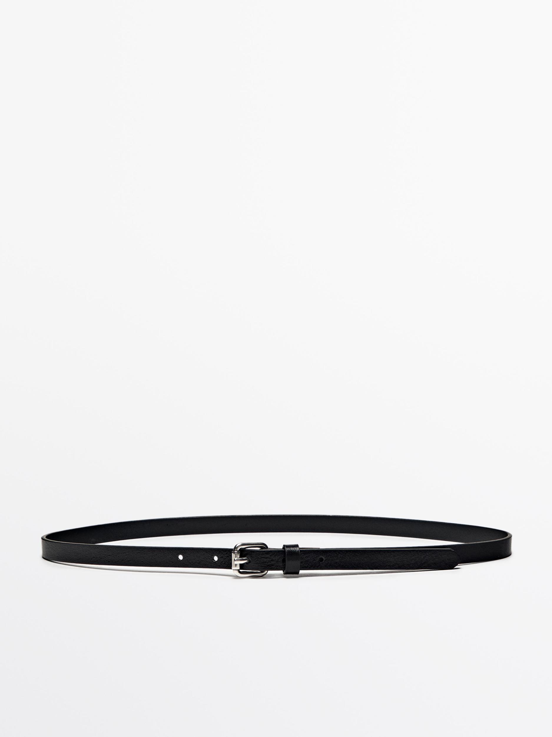 Leather belt with square buckle Product Image