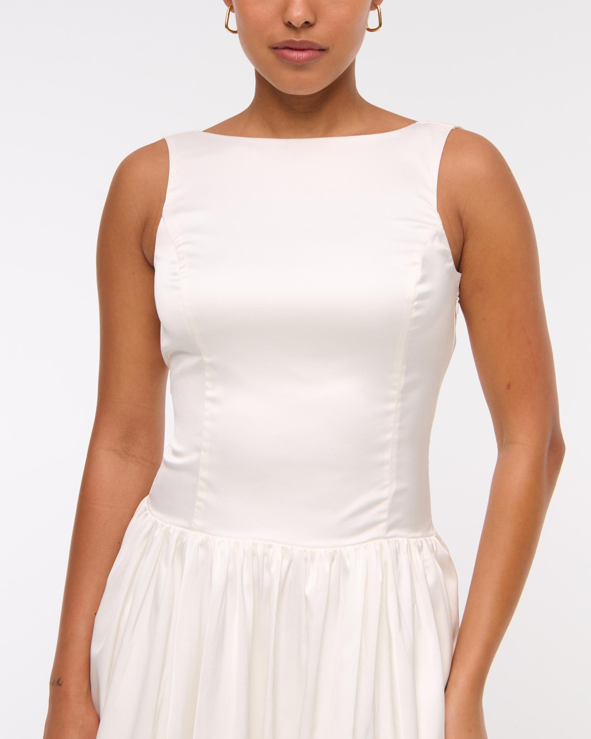 High-Neck Bubble Hem Mini Dress Product Image